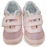 Pantofi sport din piele naturală pentru fetițe, model cu susținere gleznă de culoare roz pal cu argintiu