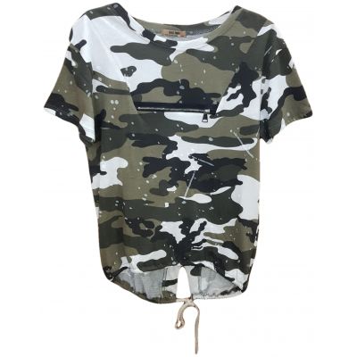 Tricou pentru baieti, cu maneca scurta, model army print