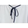 Bluza pentru fete, de culoare alb cu snur bleumarin la gat