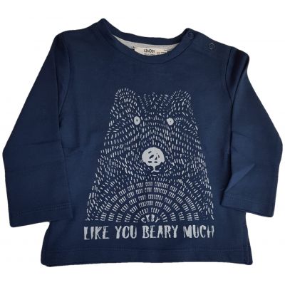 Tricou pentru bebe baieti bleumarin cu imprimeu ursulet