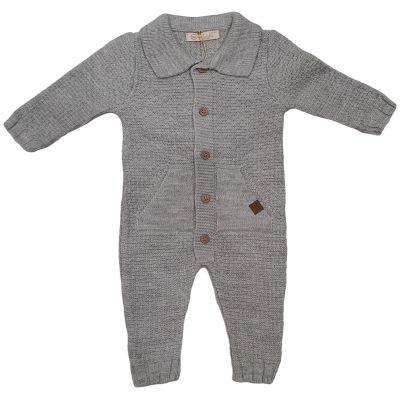 Salopetă tricotată pentru bebe băieți de culoare gri