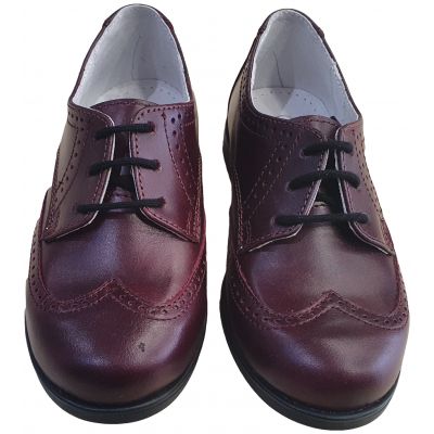 Pantofi Oxford pentru baieti din piele naturala visiniu