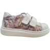 Pantofi sport pentru fete din piele naturala alb cu floricele