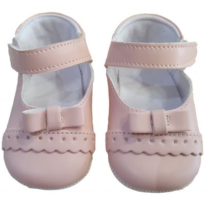 Pantofi bebe fetite roz pal cu fundita mica in fata