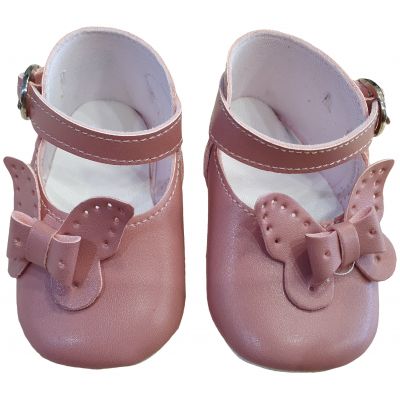 Pantofi bebe fetite roz cu fluturi pe lateral