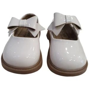 Pantofi piele ecologică lăcuită fundă ivory