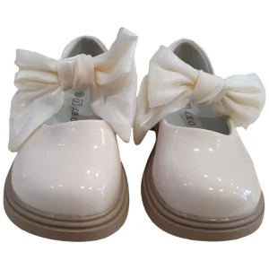 Pantofi piele ecologică lăcuită fundă satin